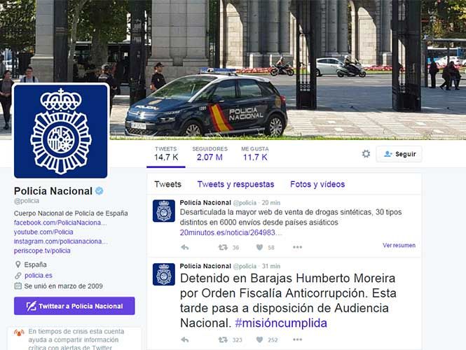 Policía española hace un guiño a México con hashtag #misióncumplida