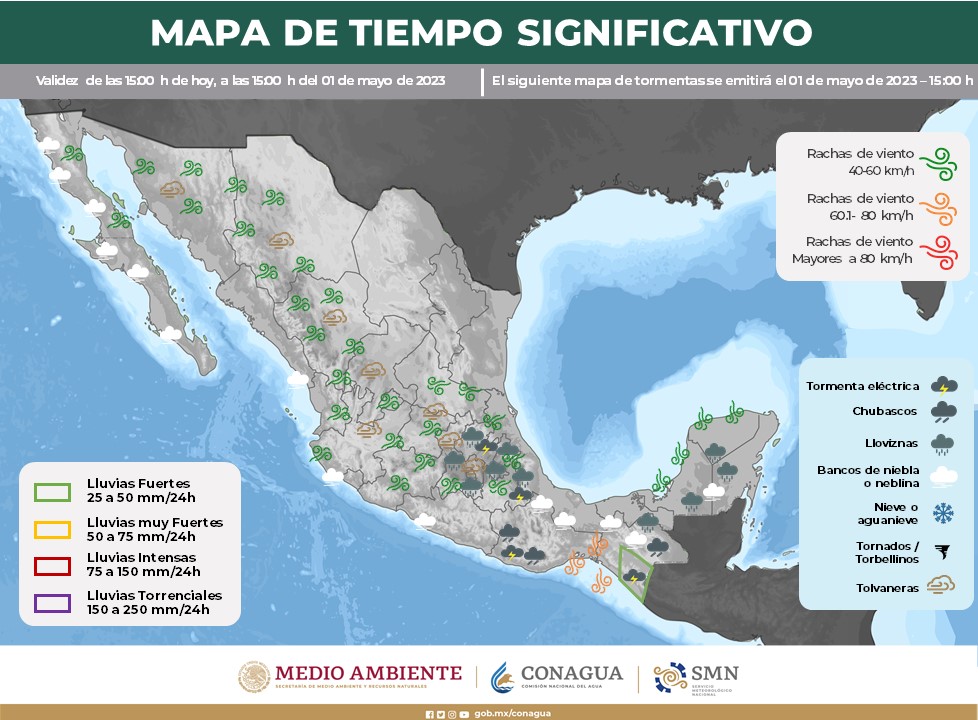 Prevé Protección Civil Estatal lluvias para este inicio de semana