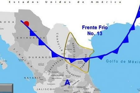 Ingresa hoy frente frío 13; prevén fuertes lluvias 